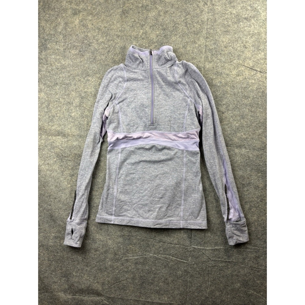 Lululemon Womens Purple Stripe Half Zip Jogging Pullover Jacket 6 Pilates
